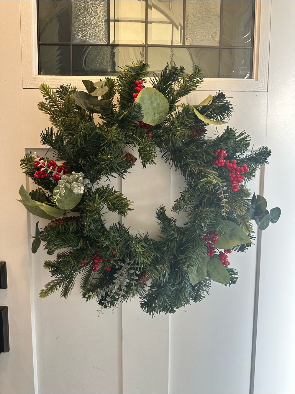 Holiday Pine and Berry Wreath - Green and Red -